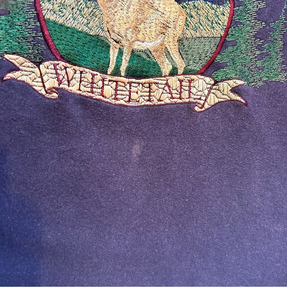 Vintage Nature Whitetail Deer Crewneck Sweatshirt Embroidered - Picture 8 of 8